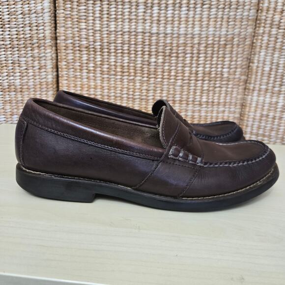 Polo Sport Ralph Lauren Mens Preppy Classic Brown Leather Penny Loafers 10.5D - Picture 2 of 12
